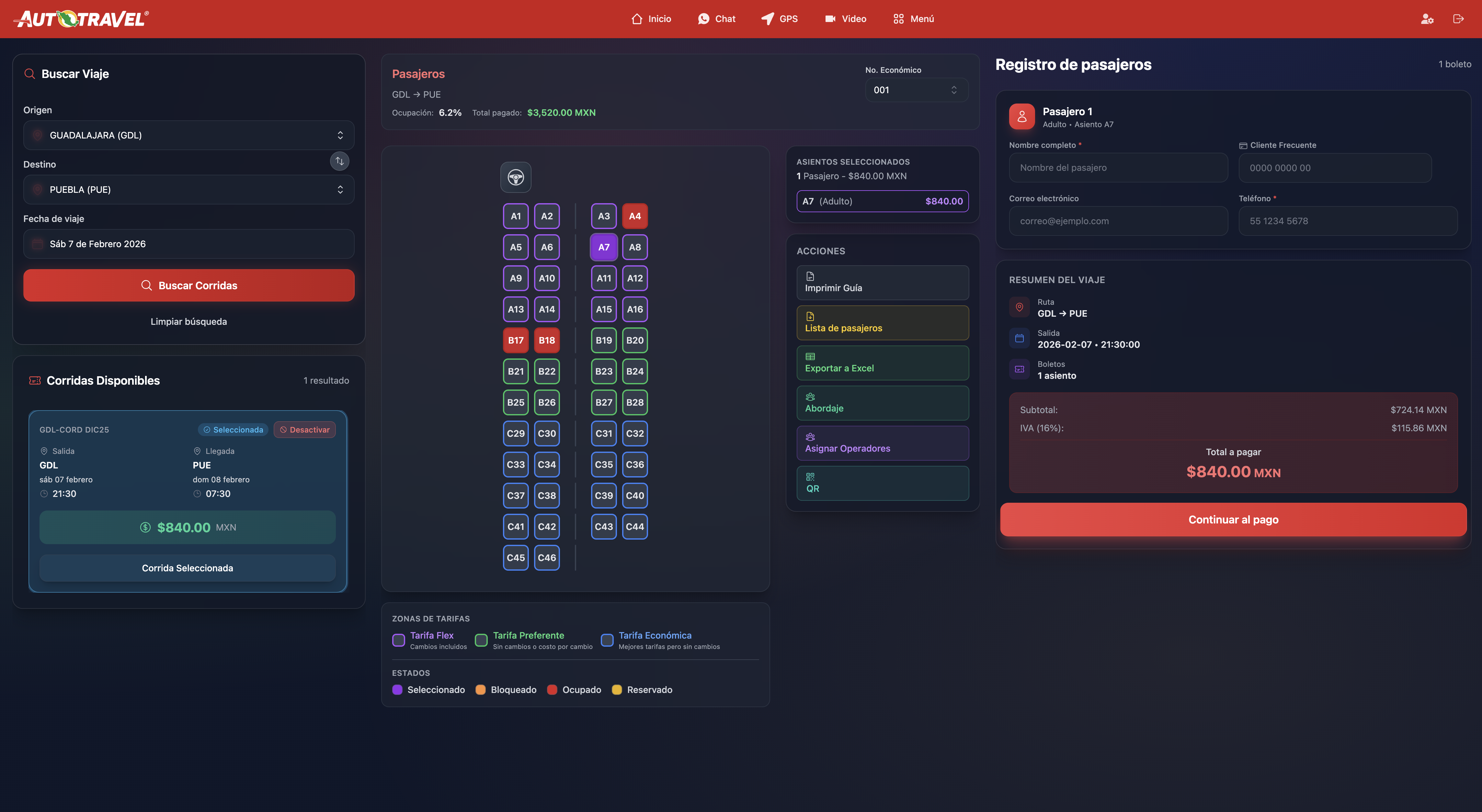 Autotravel - Venta en Taquilla - proyecto de software desarrollado por KRZ